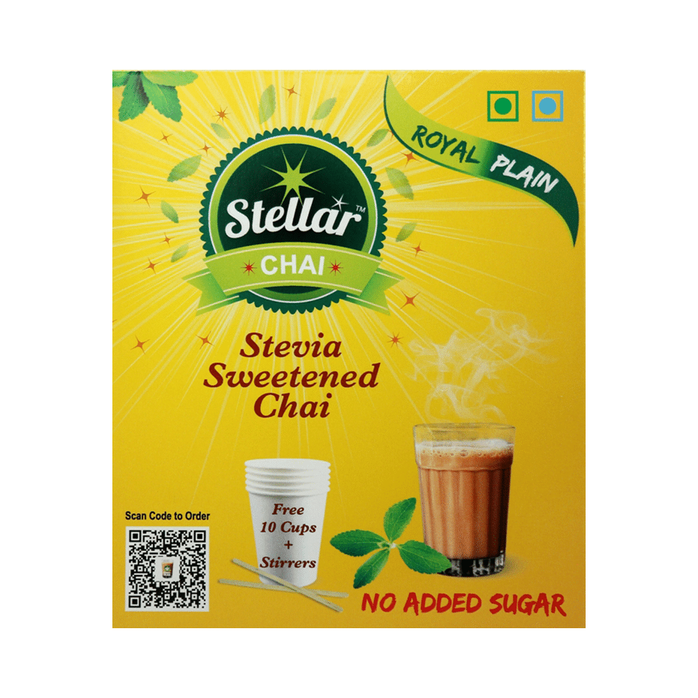 Steller Stevia Sweetened Chai with 10 Cups + Stirrers Free Royal Plain - Image 1