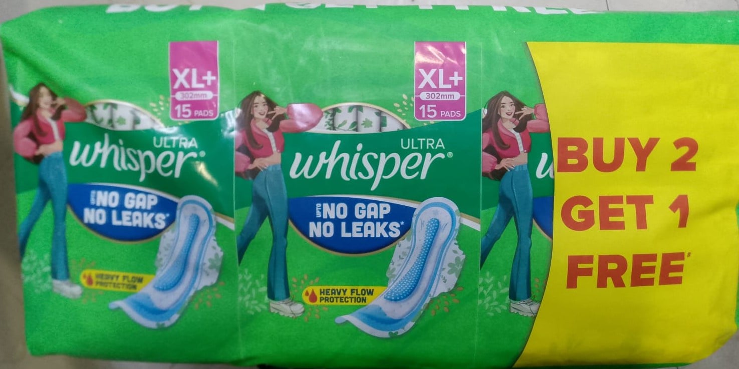 Whisper Ultra No Gap No Leaks Sanitary Pad XL+  - Image 1