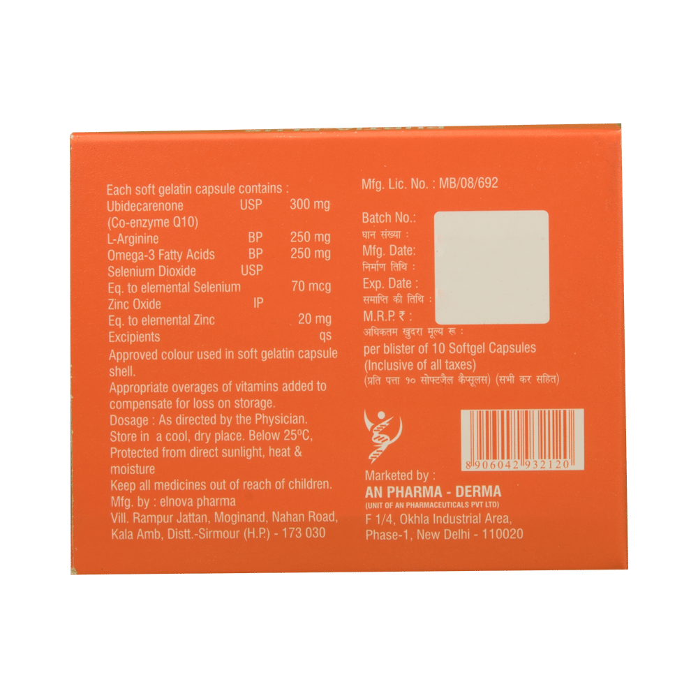 Purtia-Plus Soft Gelatin Capsule with Coenzyme Q10, L-Arginine, Selenium, Zinc & Omega-3 Fatty Acids - Image 3