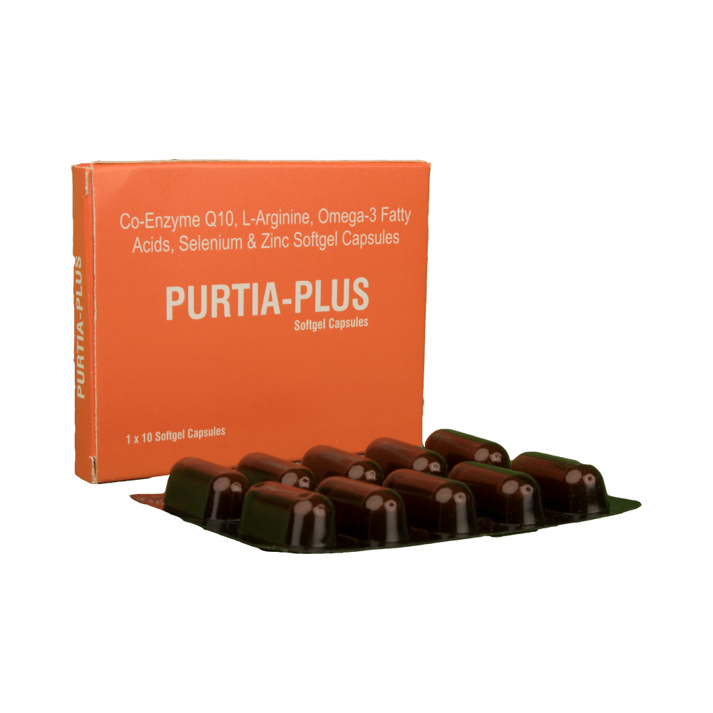 Purtia-Plus Soft Gelatin Capsule with Coenzyme Q10, L-Arginine, Selenium, Zinc & Omega-3 Fatty Acids