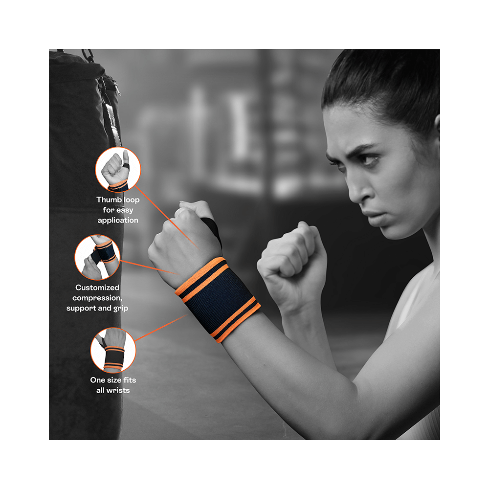 Tynor Wrist Wrap with Thumb Loop Universal Black and Green - Image 2