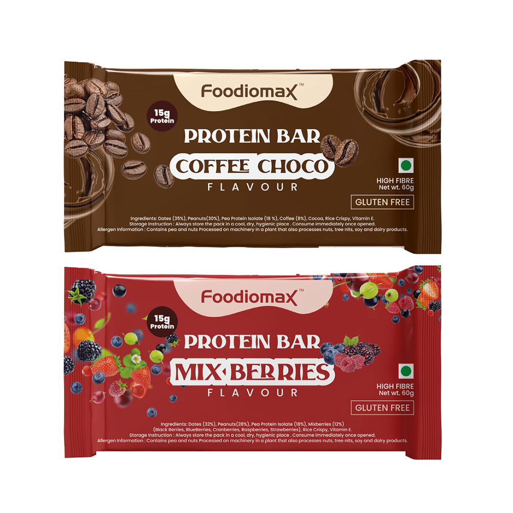 Foodiomax Protien Bar (60gm Each) 2 Coffee Choco & 2 Mix Berries