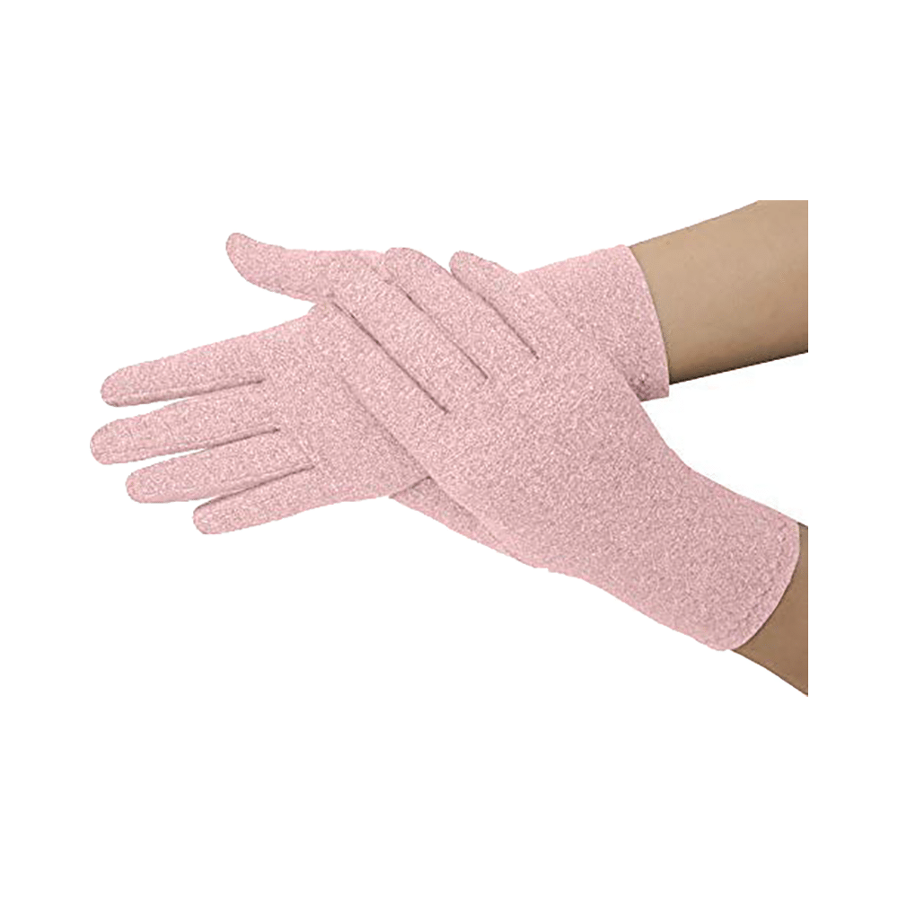 Dr. Arthritis Doctor Developed Full Fingered Arthritis Compression Gloves & Doctor Written Handbook Large Pink