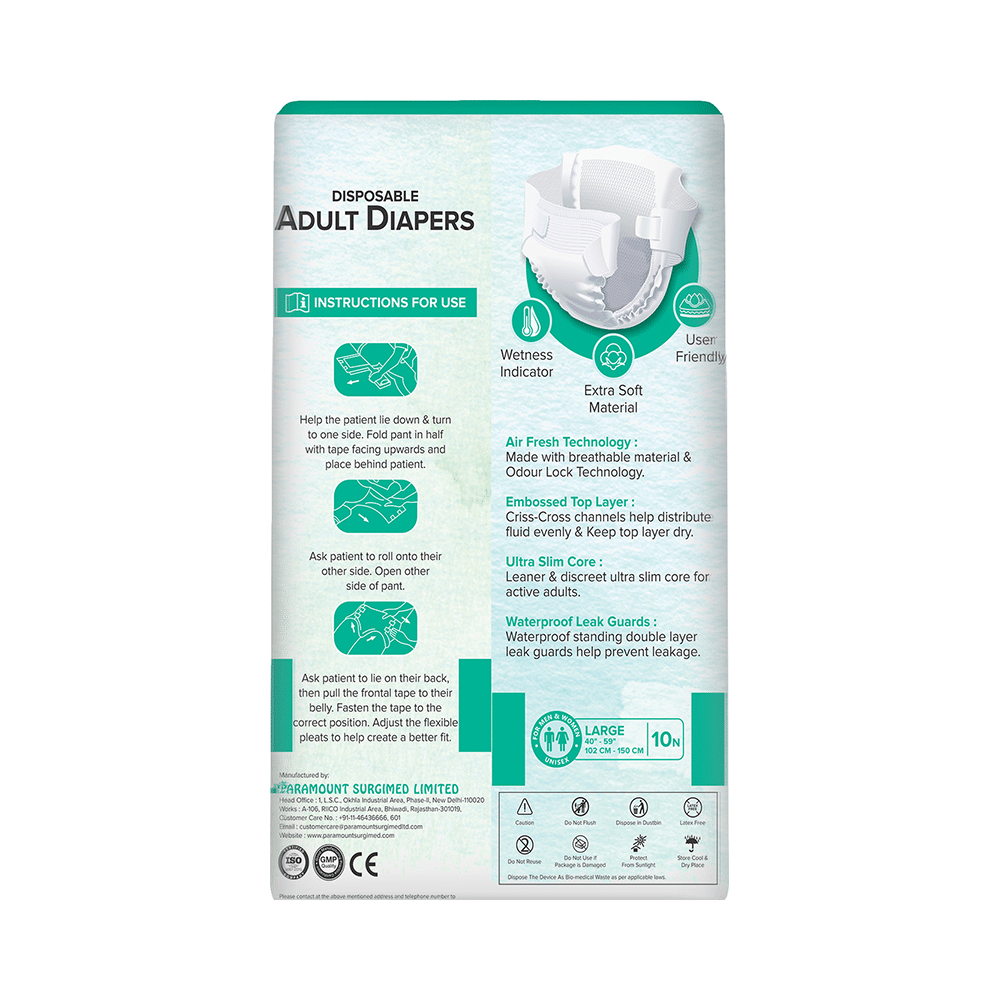 Arokleen Disposable Adult Diaper (10 Each) Large - Image 2