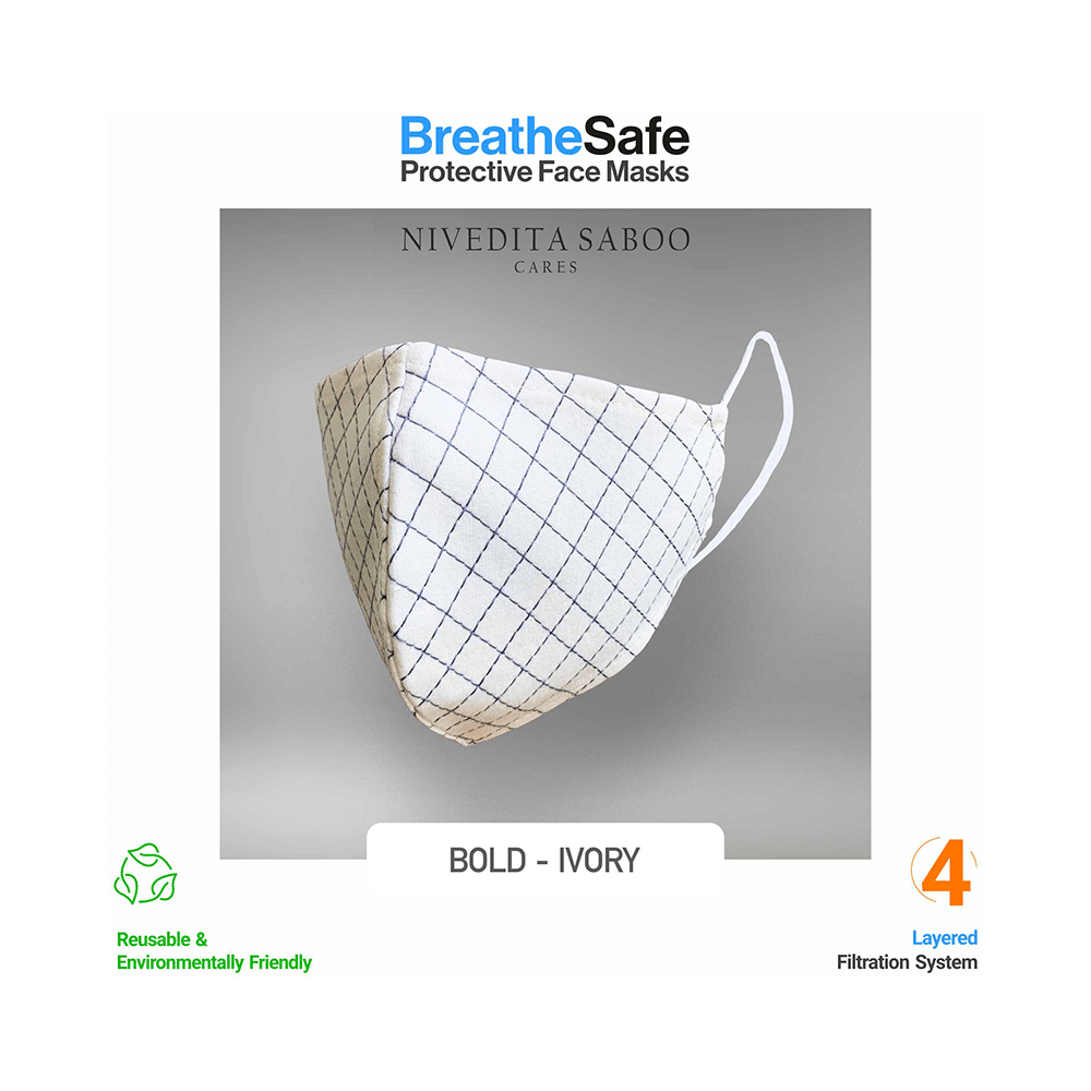 Nivedita Saboo Cares Medium Bold-Ivory BreathSafe Protective Reusable Face Mask - Image 2
