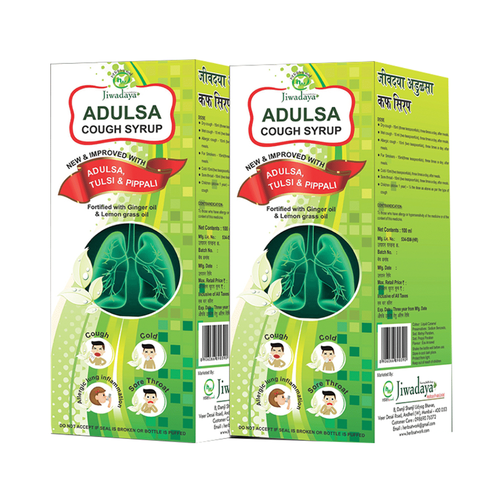 Jiwadaya Adulsa Cough Syrup (100ml Each) - Image 1