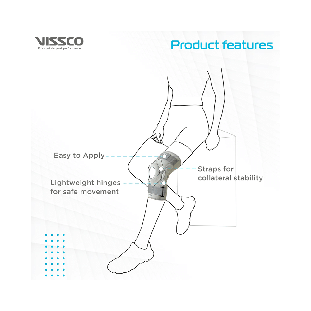 Vissco Neoprene Hinged Patella Knee Brace Medium Grey - Image 4