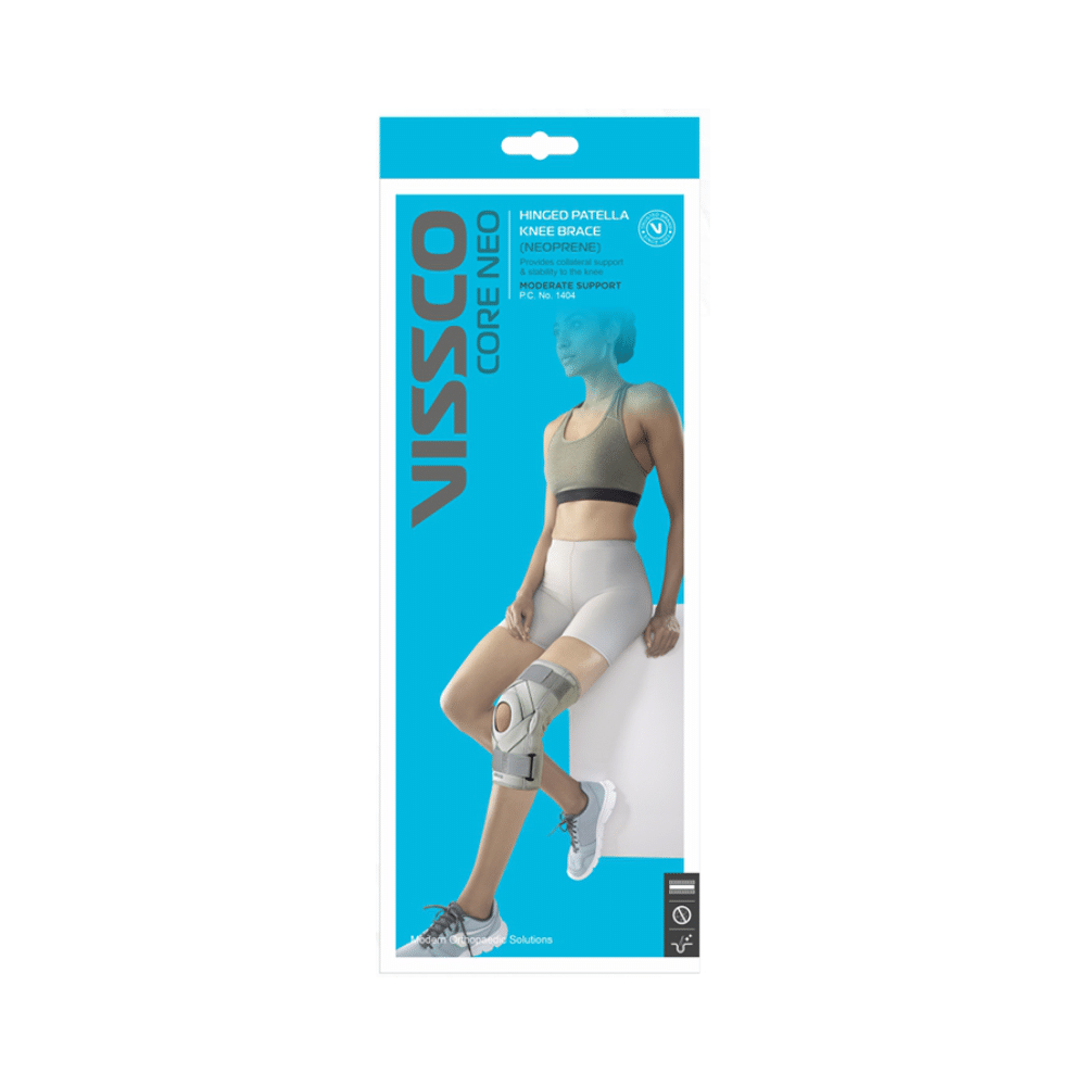 Vissco Neoprene Hinged Patella Knee Brace Medium Grey