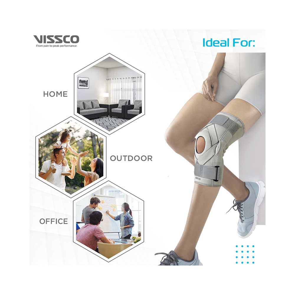Vissco Neoprene Hinged Patella Knee Brace Medium Grey - Image 7
