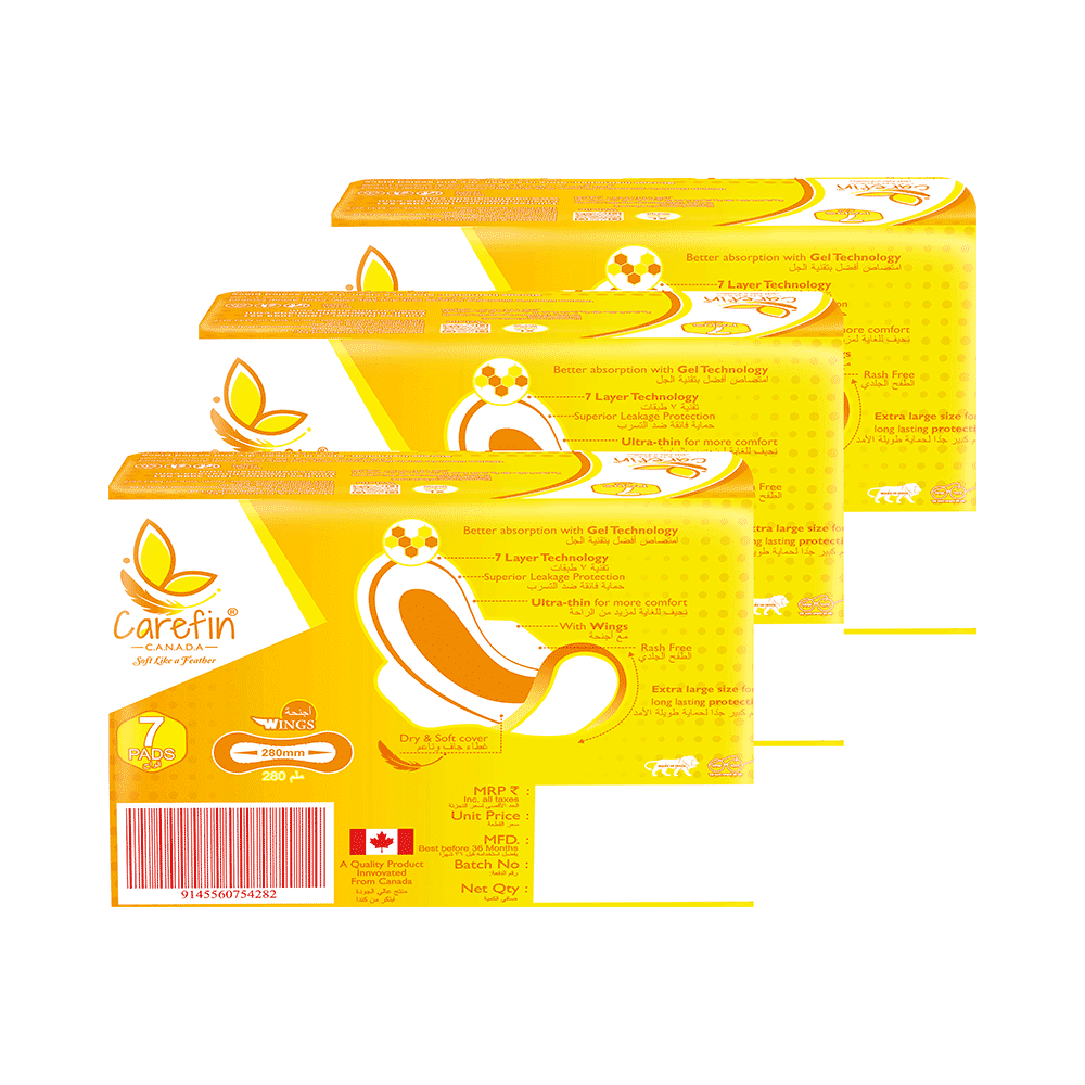 Carefin Ultra Thin Sanitary Napkins 280 mm (7 Each) XL - Image 2