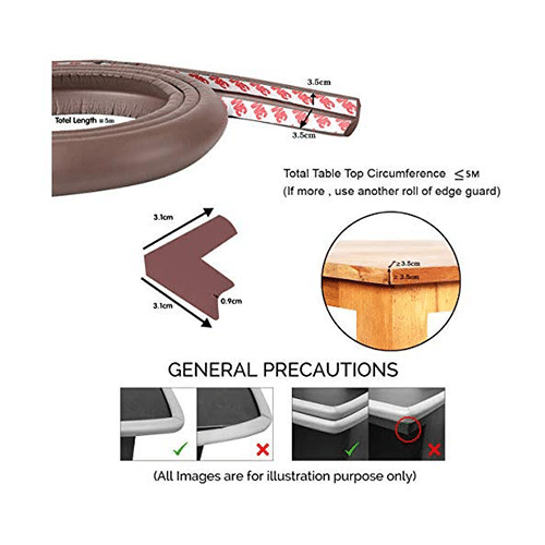 Safe-O-Kid Unique High Density L-Shaped 5mtr Long 2 Edge Guard Strip with 8 Corners Brown - Image 3