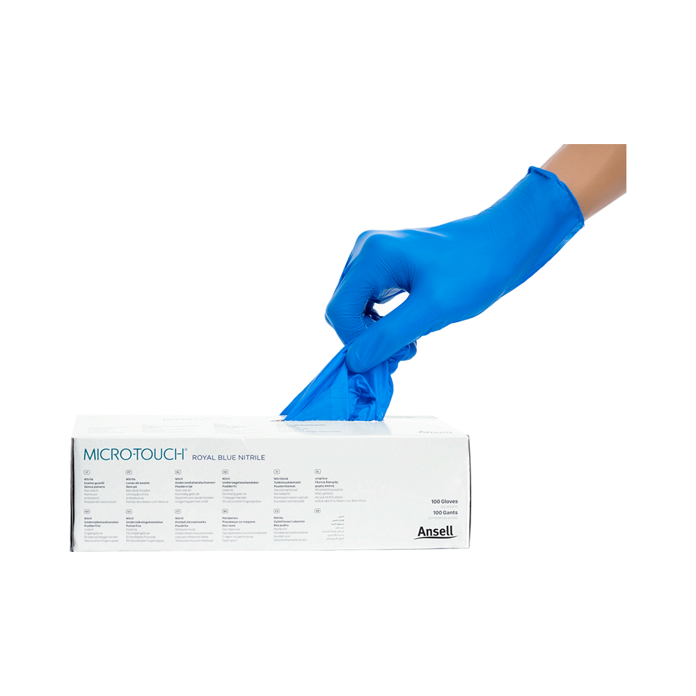 Ansell Micro-Touch Royal Blue Nitrile Glove Medium - Image 3