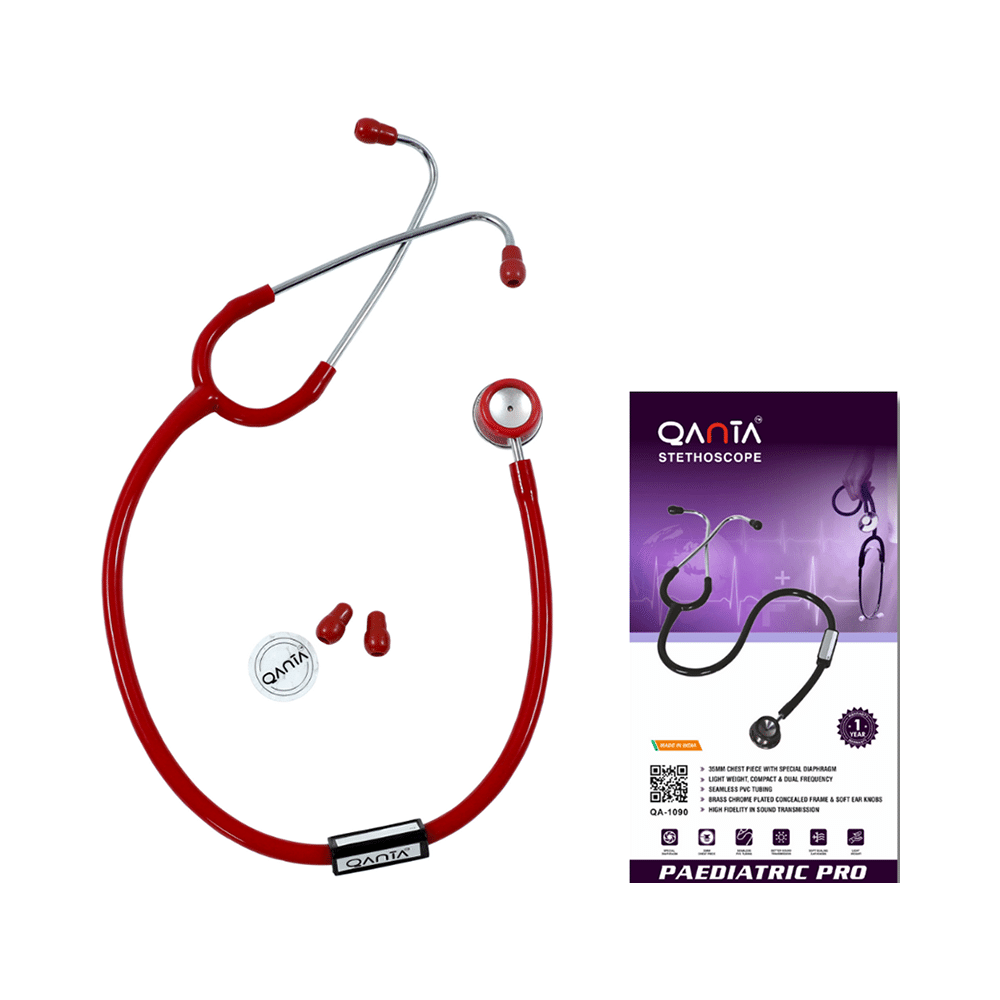 Qanta QA-1090 Paediatric Pro AL Pediatric Stethoscope With Aluminium Anodized Chest Piece Red - Image 1