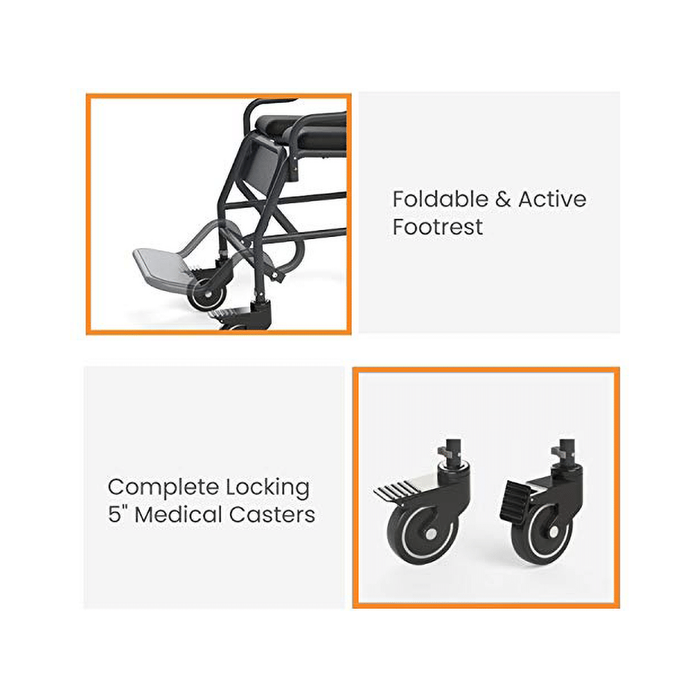 Arcatron Mobility 2000 Multipurpose Commode Wheelchair with Removable Armrest - Image 2