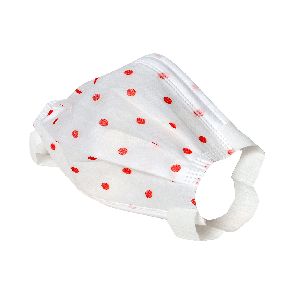 7 Shield 3 Ply Disposable Protective Face Mask for Kids Red Dot Print - Image 2