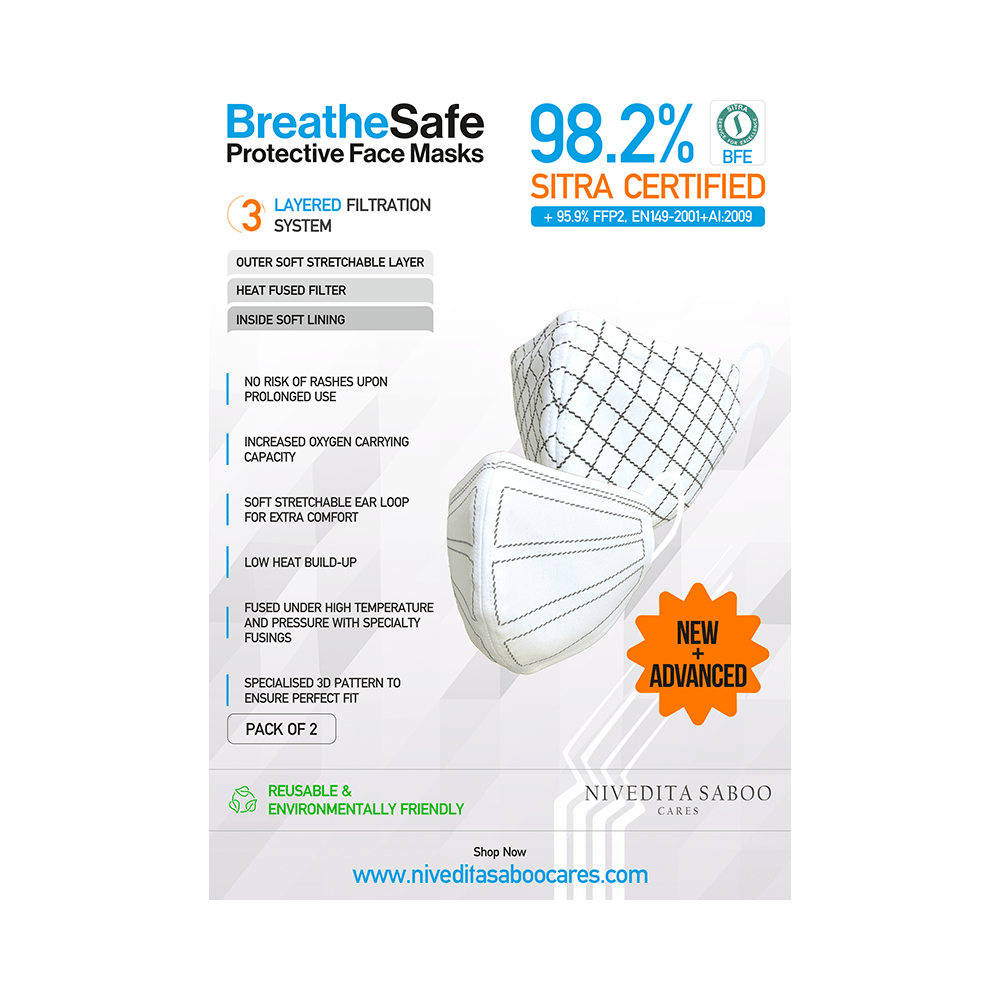 Nivedita Saboo Cares Large Ivory BreathSafe Protective Reusable Face Mask - Image 7