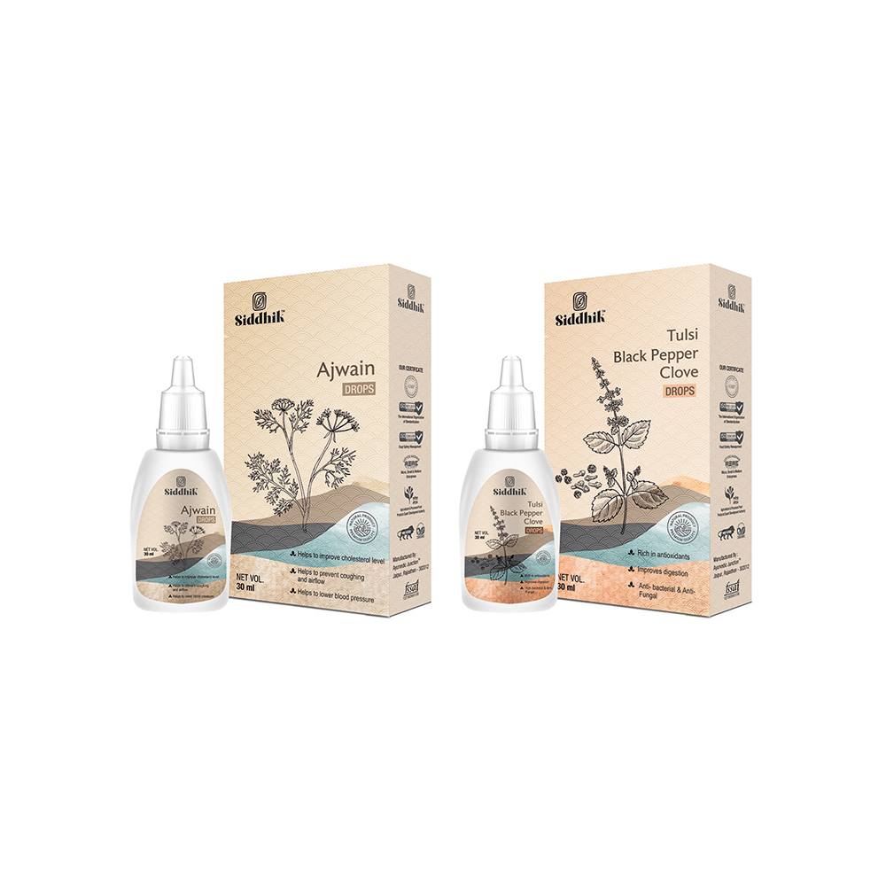 Siddhik Combo Pack Ajwain Drop & Tulsi Black Papper Clove Drop (30ml Each)