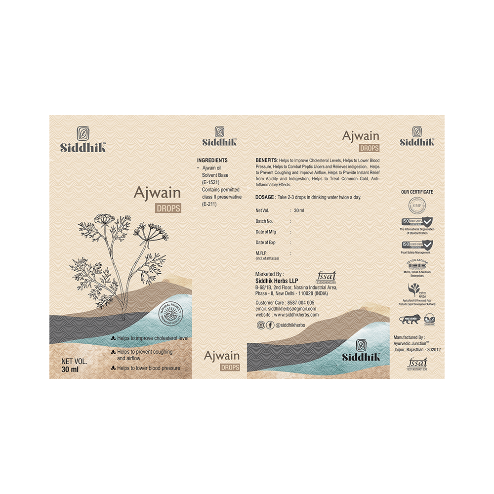 Siddhik Combo Pack Ajwain Drop & Tulsi Black Papper Clove Drop (30ml Each) - Image 2