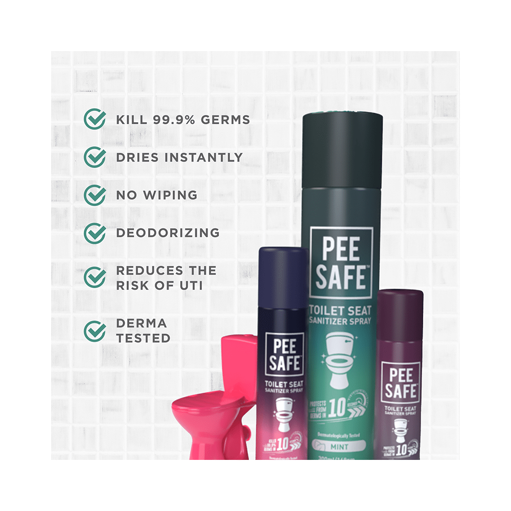 Pee Safe Toilet Seat Sanitizer Spray (50ml Each) Mint - Image 3