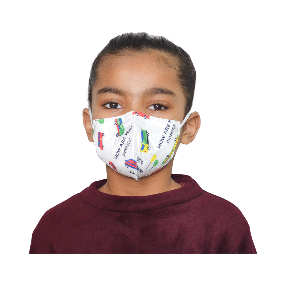 Advind Healthcare Smog Guard N95 Kids Mask without Valve for 4-12 Years Truck Print Design - Image 7