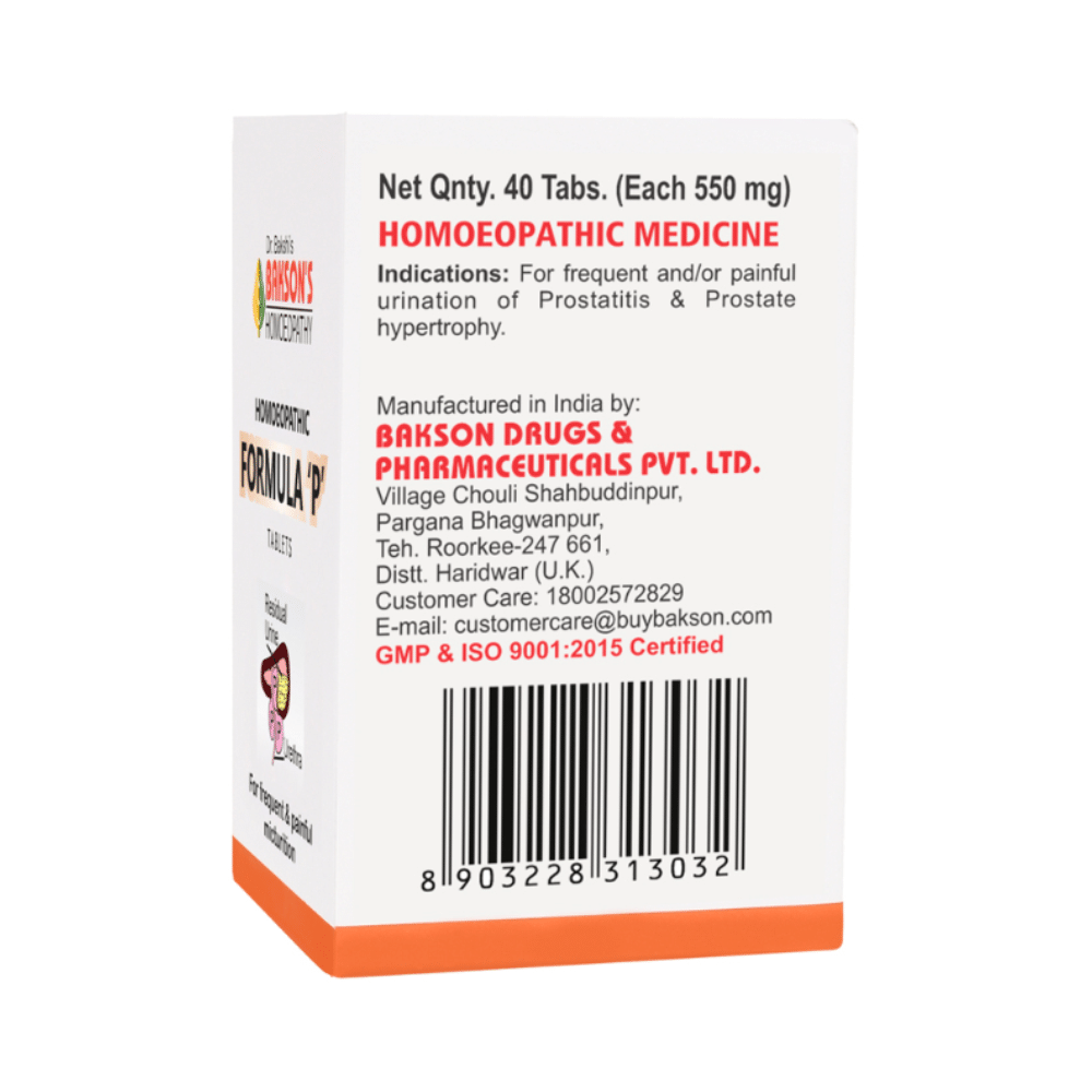 Bakson's Homeopathy Homoeopathic Formula P Tablet - Image 3