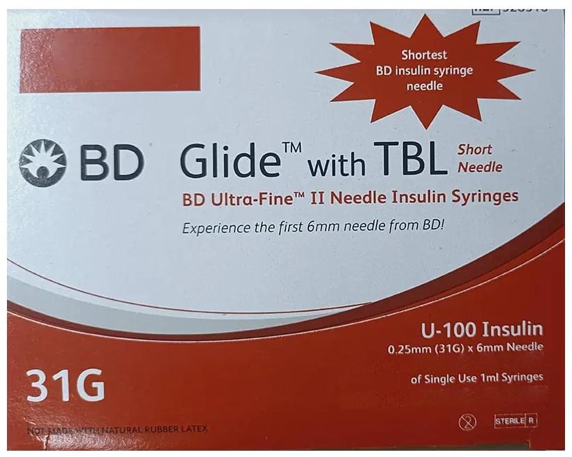 BD Glide With TBL U-100 Insulin Syringe (31Gx6mm) - Image 1