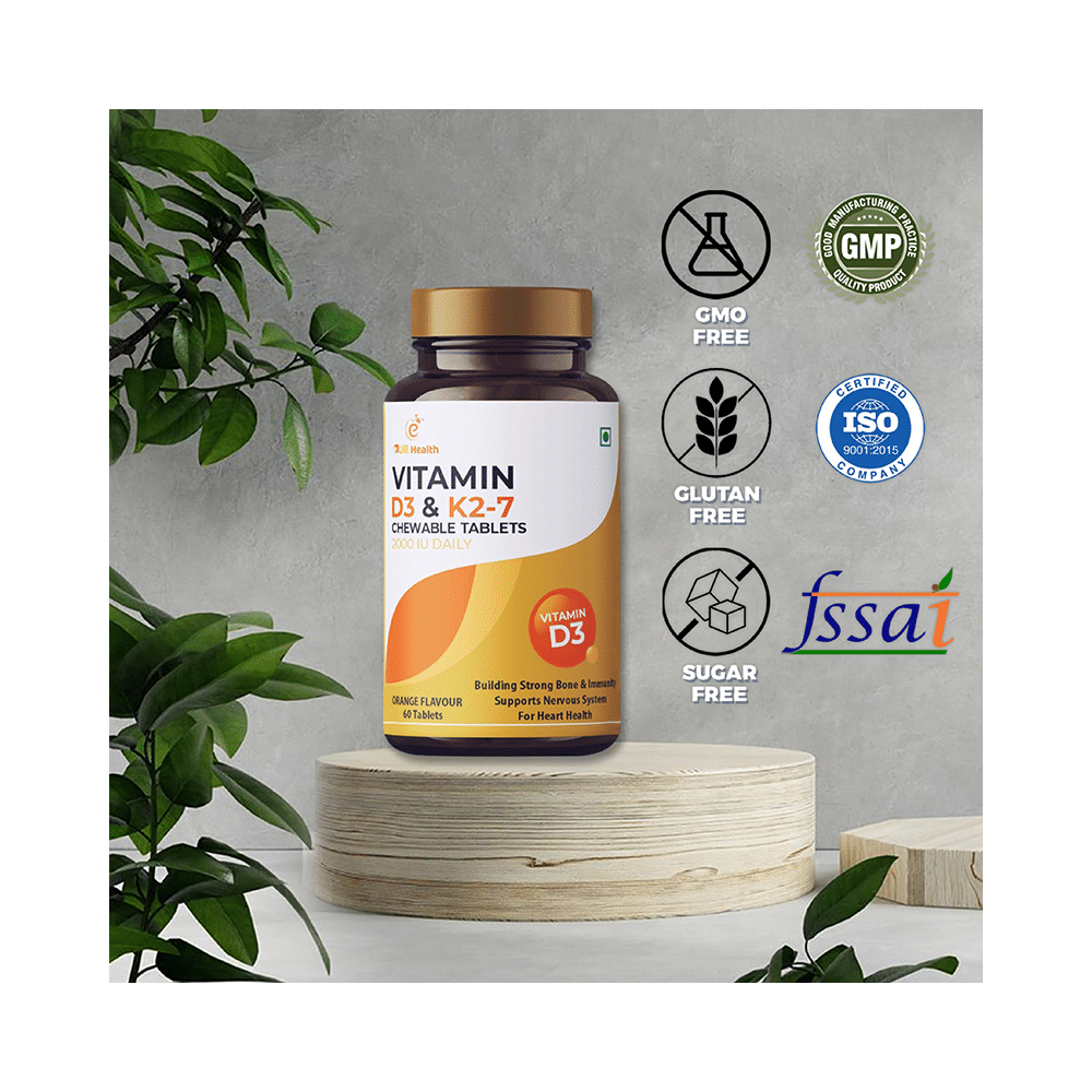 Eur Health Vitamin D3 & K2-7 for Bones, Muscles & Nervous System | Flavour Orange Chewable Tablet - Image 8