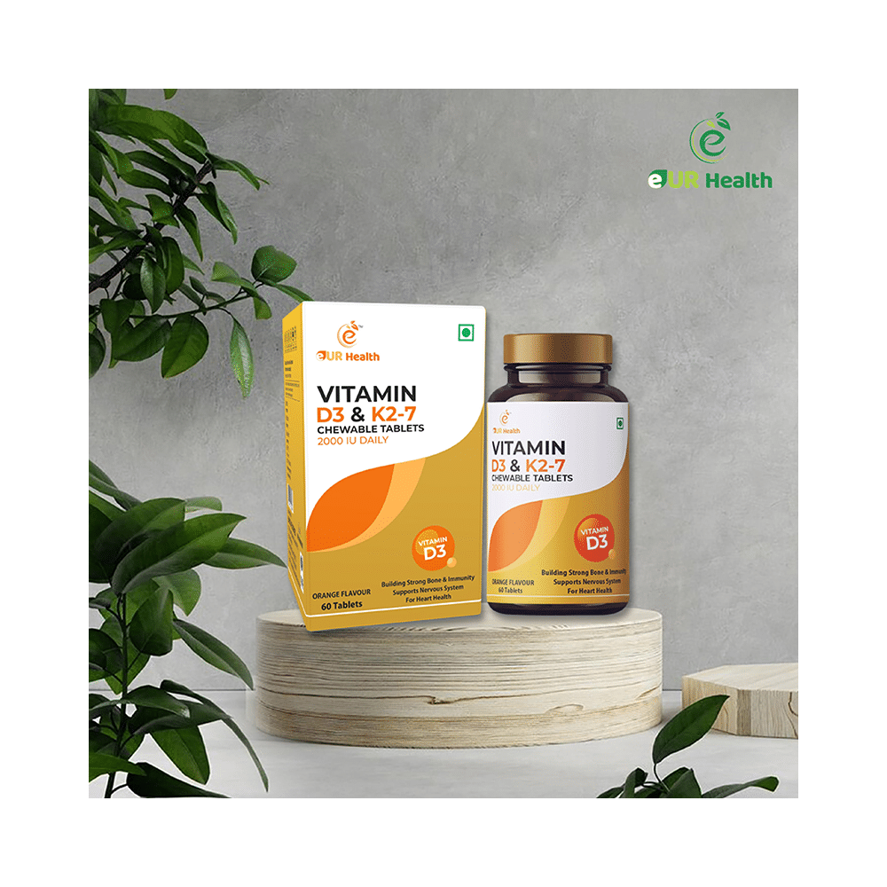 Eur Health Vitamin D3 & K2-7 for Bones, Muscles & Nervous System | Flavour Orange Chewable Tablet - Image 4