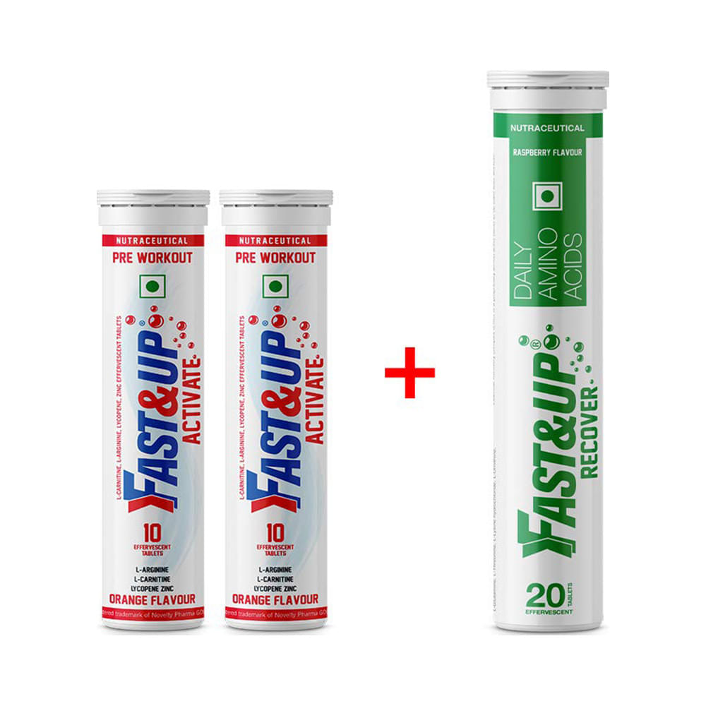 Fast&Up Combo Pack of Recover (20) & 2 Pack of Activate (10) Effervescent Tablet