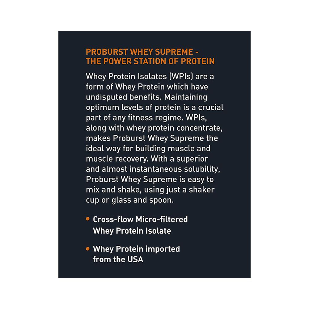Proburst Whey Supreme Protein | With BCAAs & Glutamine for Muscle Recovery | Flavour Powder Vanilla Icecream - Image 5
