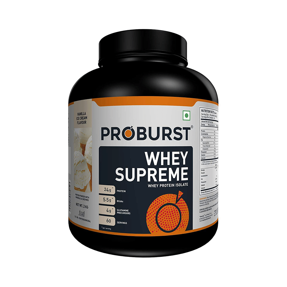 Proburst Whey Supreme Protein | With BCAAs & Glutamine for Muscle Recovery | Flavour Powder Vanilla Icecream - Image 1