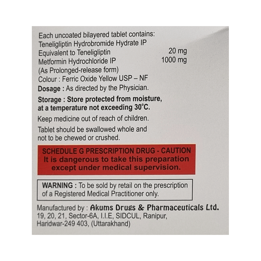 Teneliglip-M 1000mg/20mg Tablet PR - Image 2