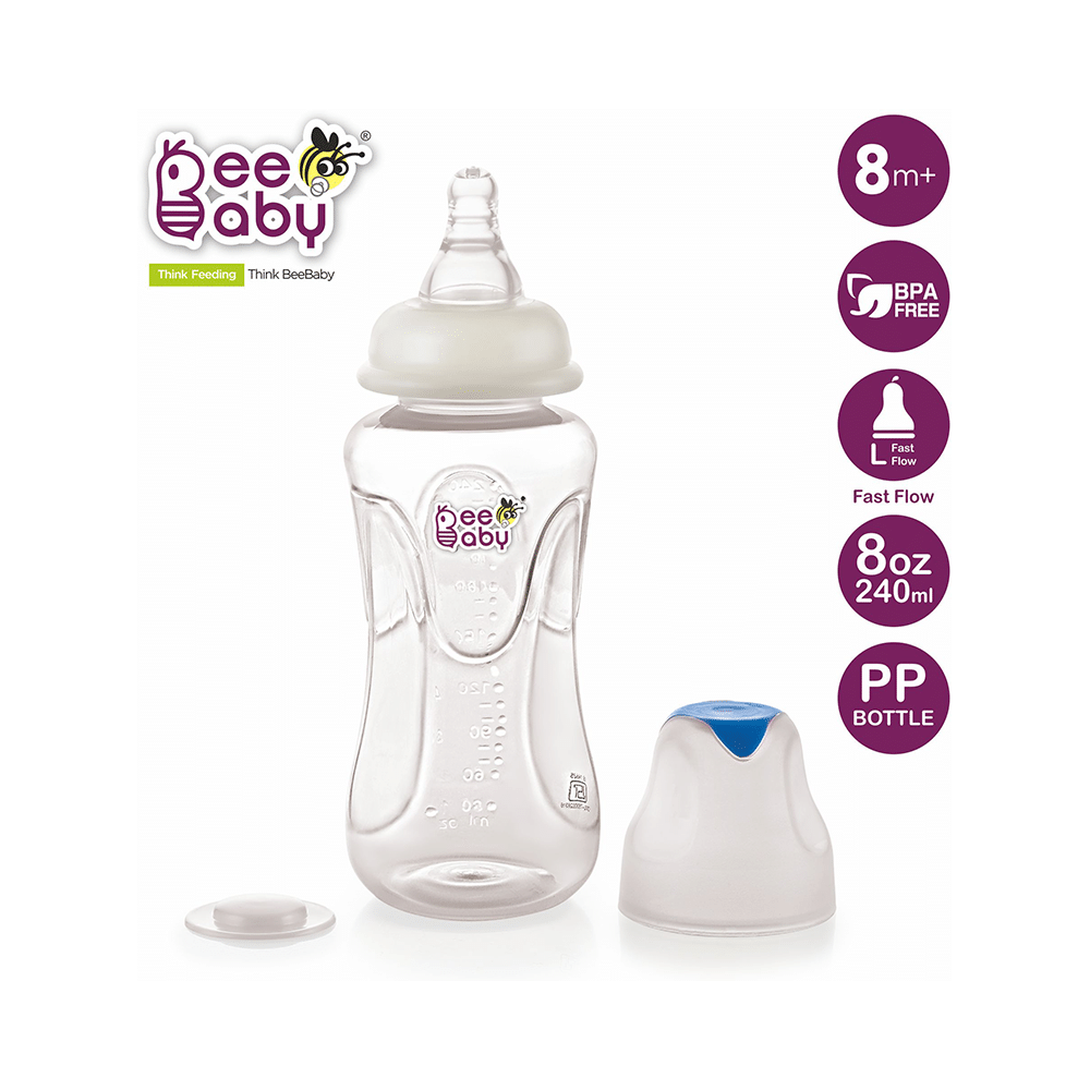 BeeBaby Comfort Slim Neck Baby Feeding Bottle with Anti-Colic Silicone Nipple Blue - Image 3