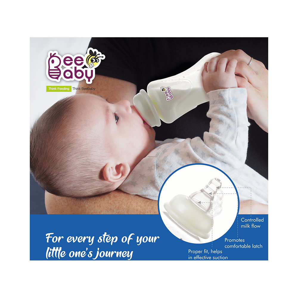 BeeBaby Comfort Slim Neck Baby Feeding Bottle with Anti-Colic Silicone Nipple Blue - Image 6