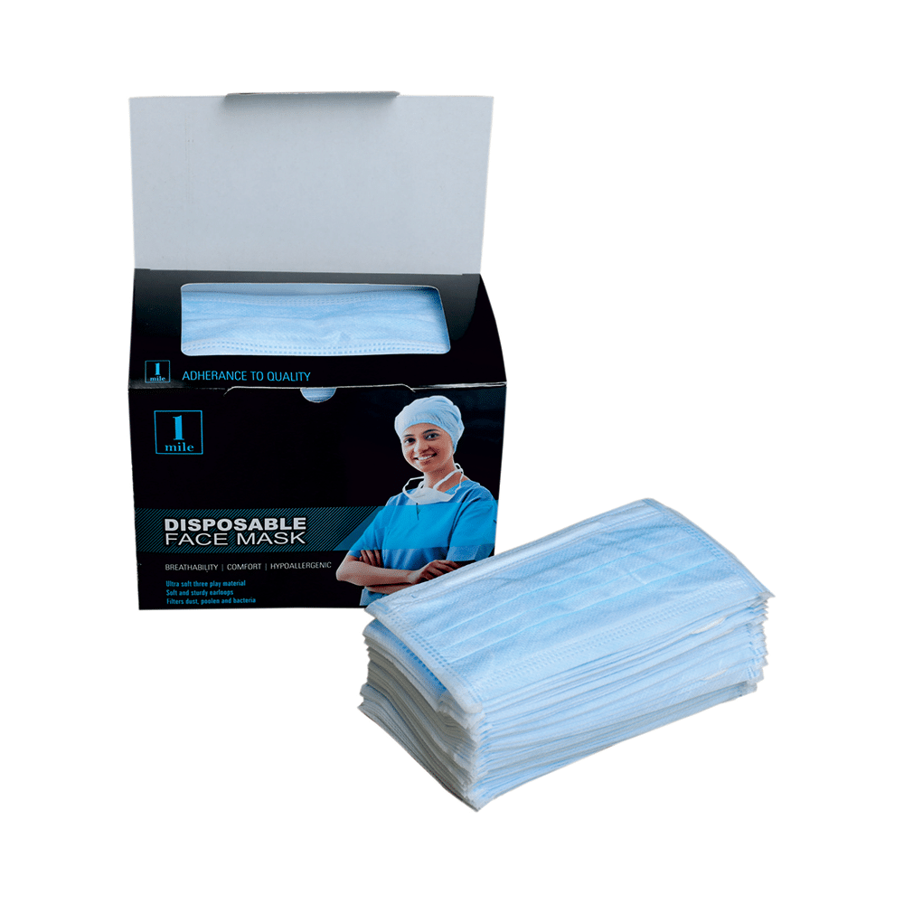 1Mile Disposable 3 Ply Face Mask White - Image 1