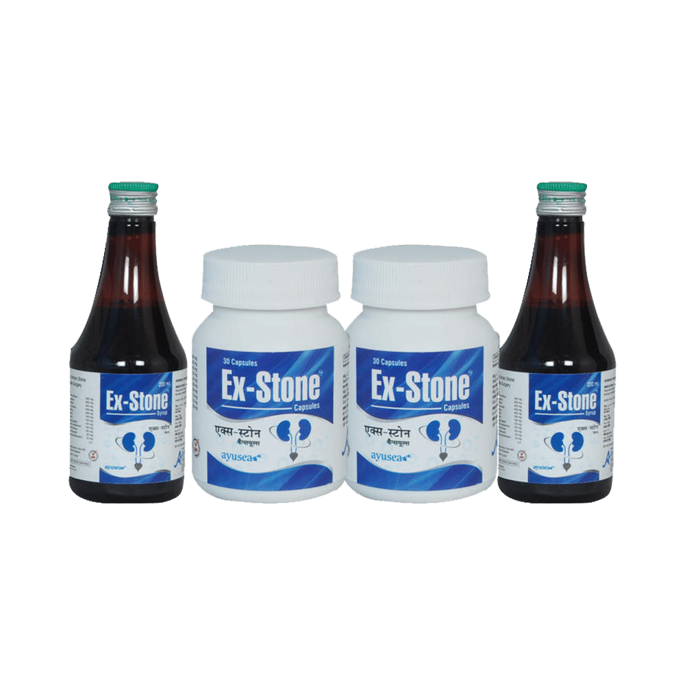 Ayusea Combo Pack of Exstone Syrup (200ml Each) & Capsule (30 Each)