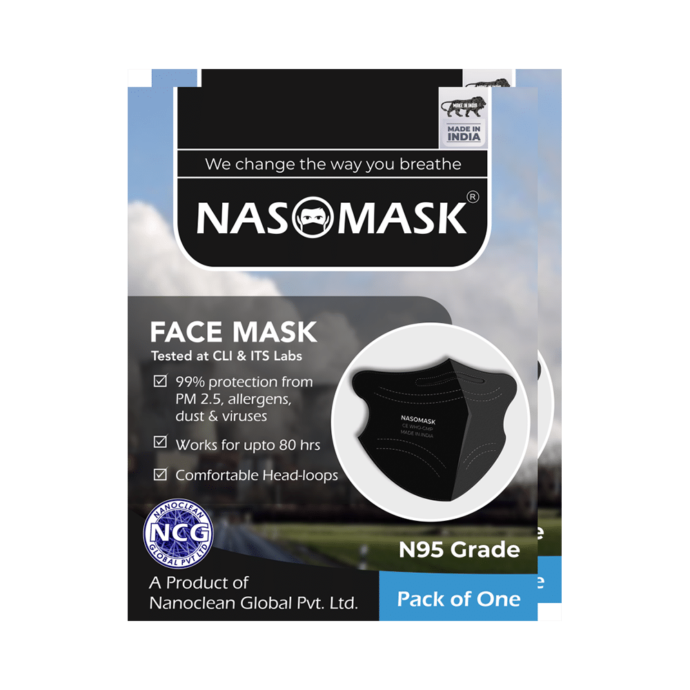 Nasomask Black N95 Grade Filter Anti-Pollution Face Mask - Image 1