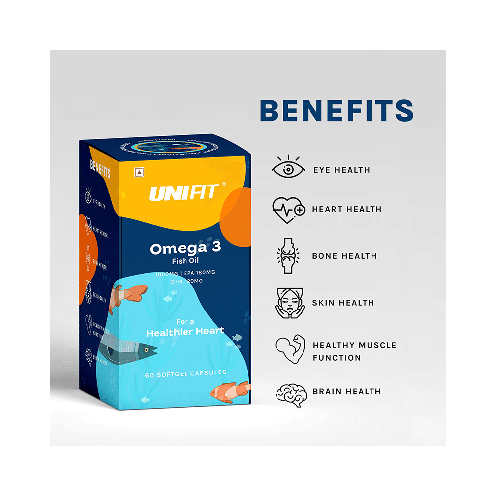 Unifit Combo Pack of Omega 3 Fish Oil Softgel Capsule & Plant Biotin Tablet (60 Each) - Image 1