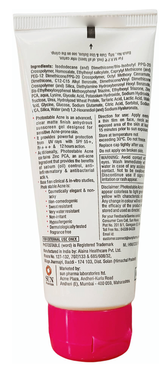 Photostable Acne Clear Matte Finish Sunscreen Gel SPF 55+ PA+++ - Image 4