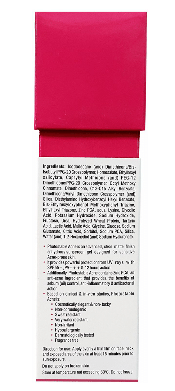 Photostable Acne Clear Matte Finish Sunscreen Gel SPF 55+ PA+++ - Image 2