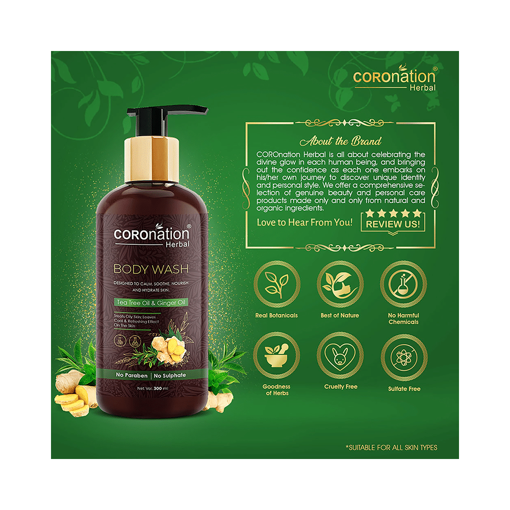 Coronation Herbal Tea Tree and Ginger Oil Body Wash (300ml Each) - Image 5