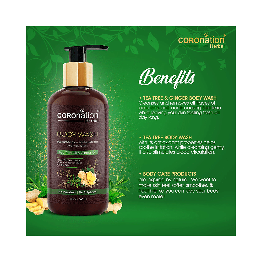 Coronation Herbal Tea Tree and Ginger Oil Body Wash (300ml Each) - Image 3