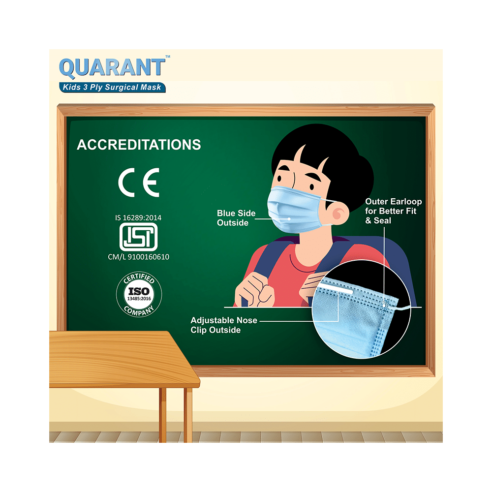 Quarant Kids 3 Ply Surgical Mask (50 Each) Blue - Image 4