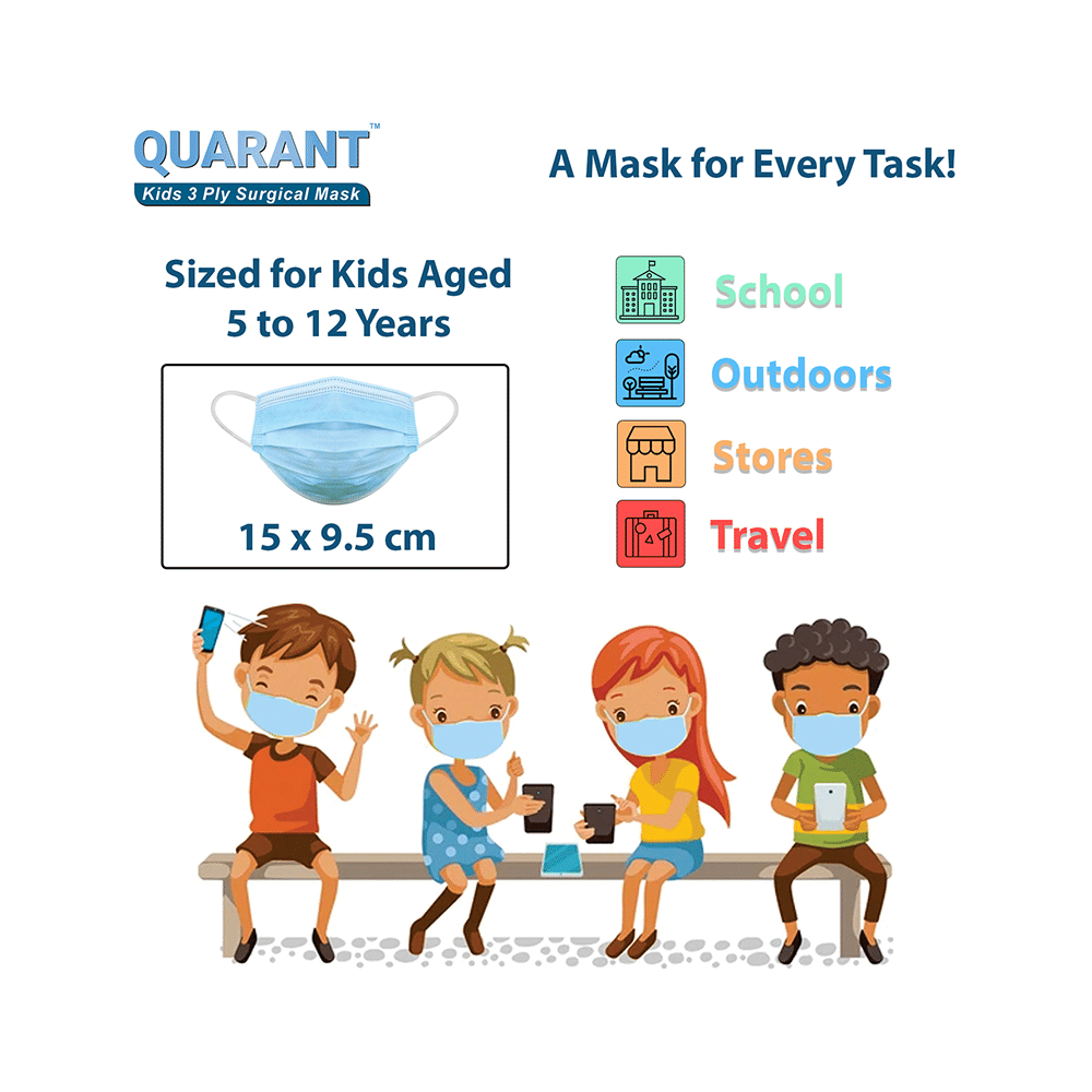 Quarant Kids 3 Ply Surgical Mask (50 Each) Blue - Image 6