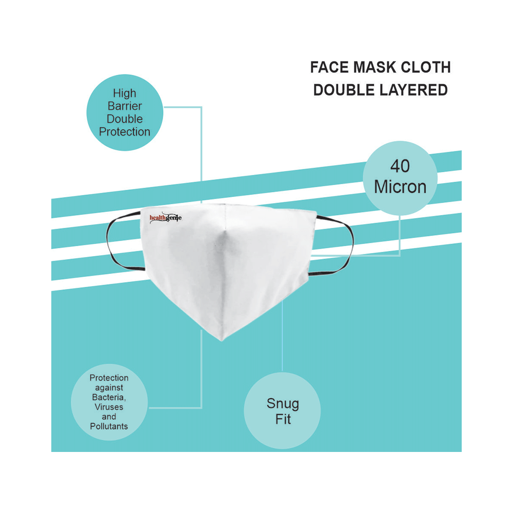 Healthgenie FM 101 Premium Quality Washable & Reusable Double Layered Cloth Face Mask White - Image 4