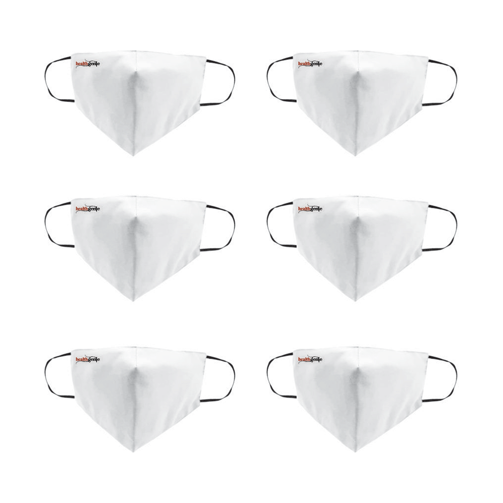 Healthgenie FM 101 Premium Quality Washable & Reusable Double Layered Cloth Face Mask White - Image 3