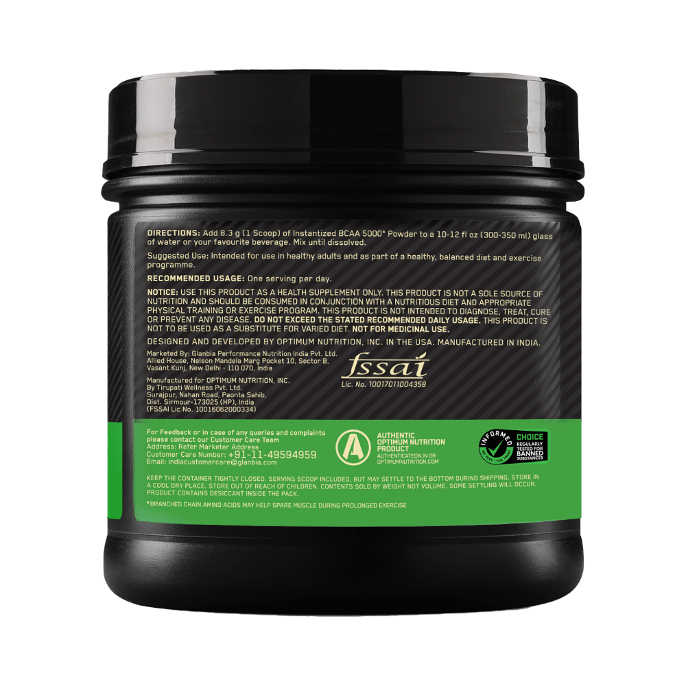 Optimum Nutrition (ON) Instantized BCAA 5000 Powder Green Apple - Image 3