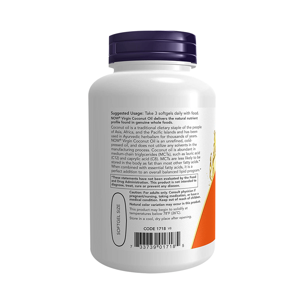 Now Virgin Coconut Oil 1000mg Softgel Soft Gelatin Capsule - Image 6