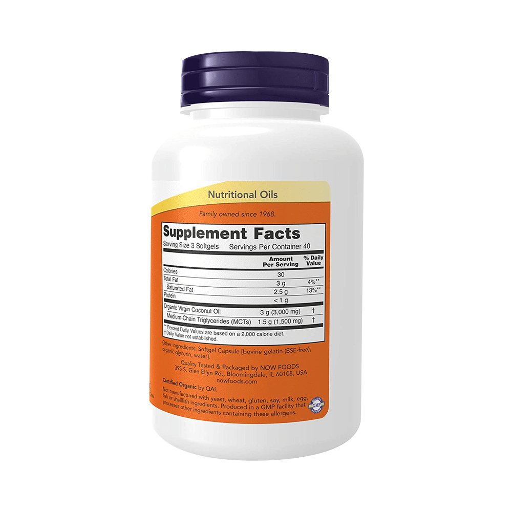 Now Virgin Coconut Oil 1000mg Softgel Soft Gelatin Capsule - Image 5