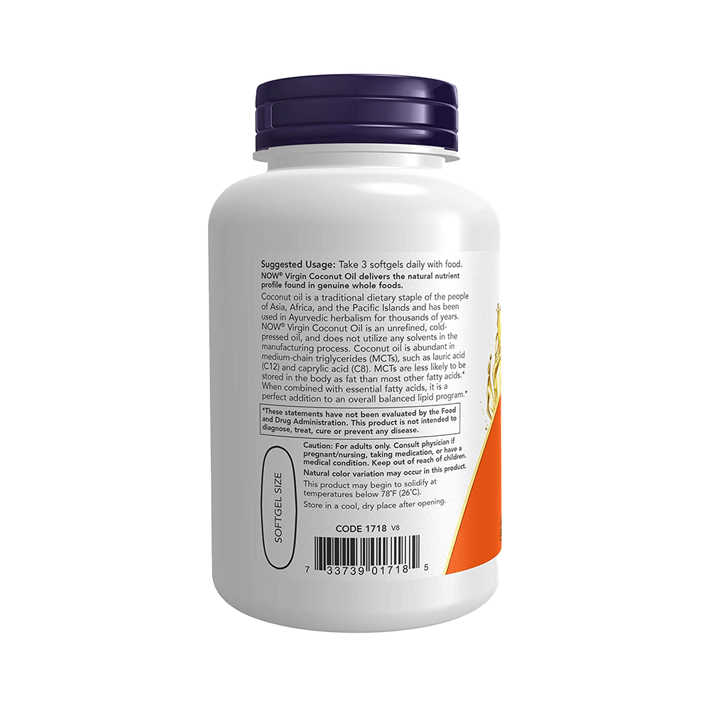 Now Virgin Coconut Oil 1000mg Softgel Soft Gelatin Capsule - Image 3